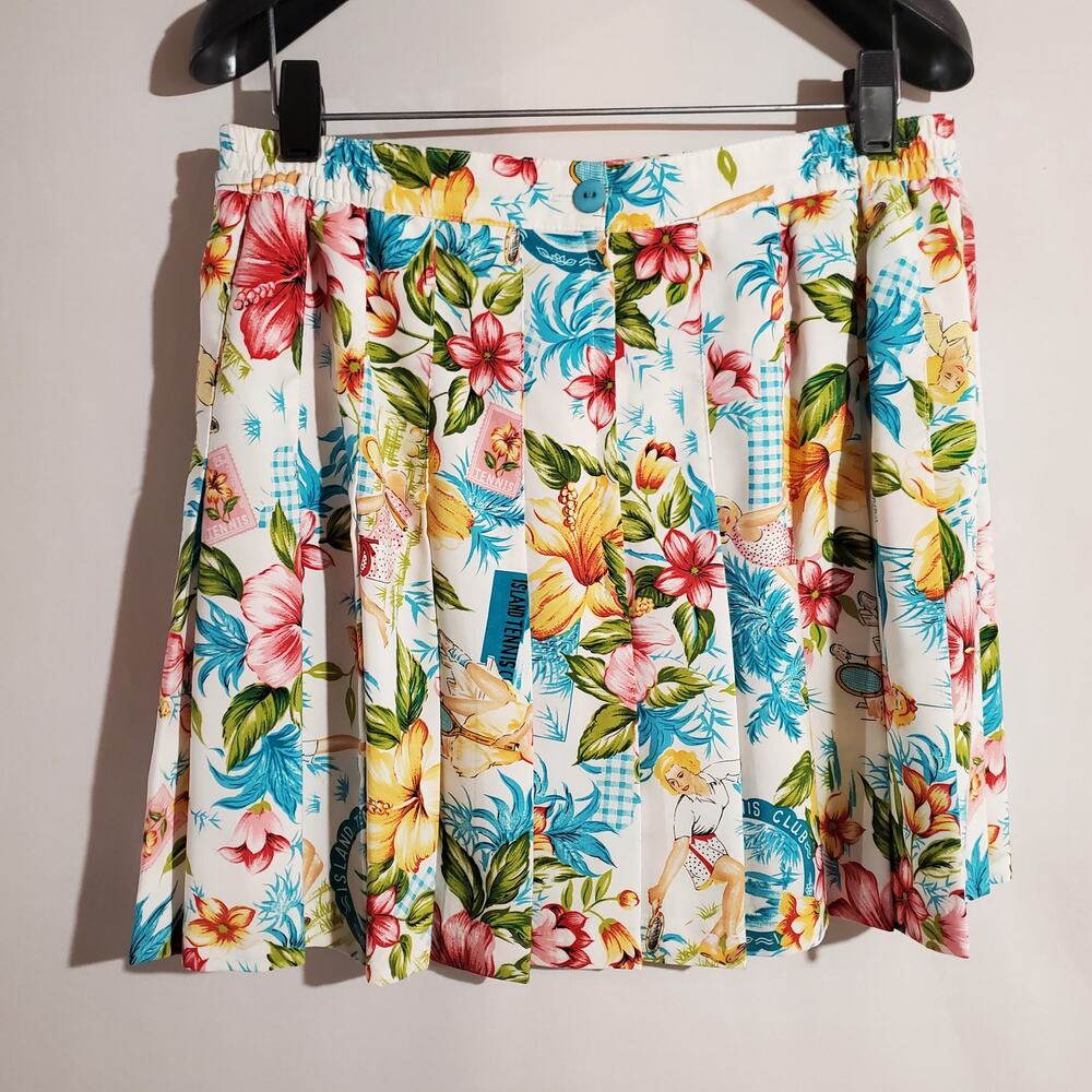 Vtg Tail Tropical Pop Art Hawaiian Pleated Tennis Skirt Size 12 USA Made Retro - Picture 2 of 12